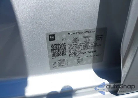 2019 Chevrolet Silverado 1500 Lt from USA, damaged, VIN 1GCUYDED2KZ167892